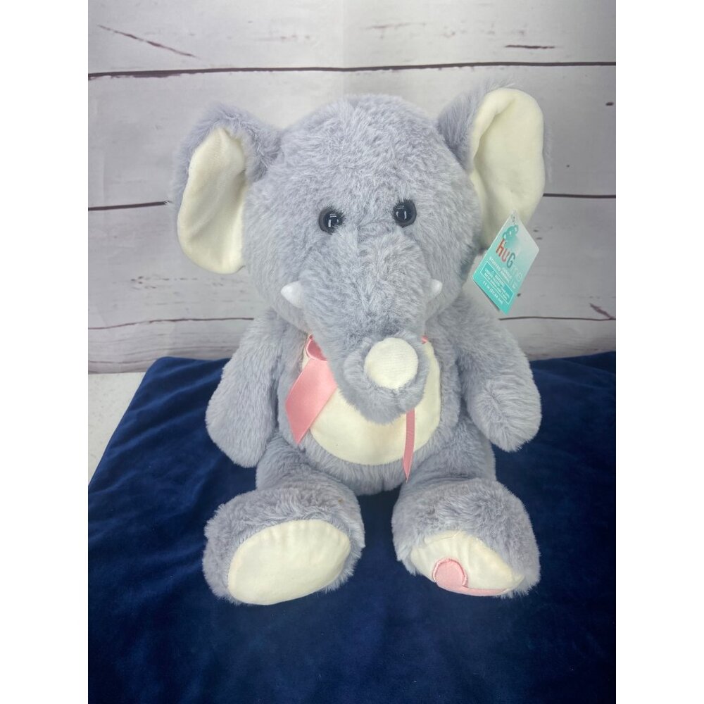 NEW-Hug me Jungle Stuffed Animal Elephant‎ 11”Pink Heart Valentines *Super Soft